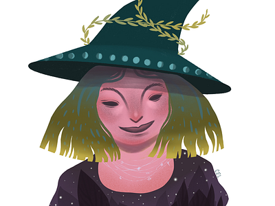 Moon Hat cartoon childrens book digital halloween illustration illustrator nature portrait procreate witch