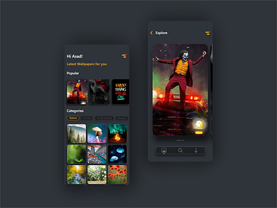 Dark mode Wallpaper app UI Design