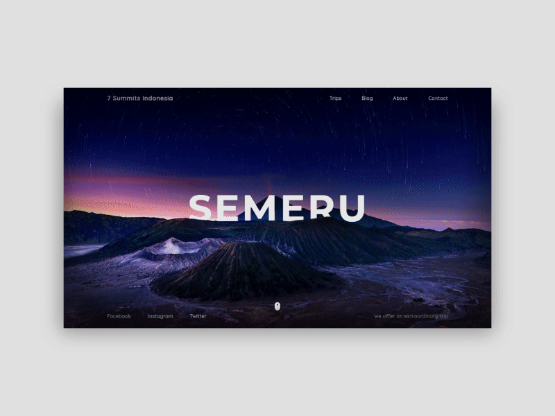 7 Summits Indonesia, Semeru Page Animations animation branding clean design illustration journey logo parallax travel travel agency trip typography ui uiux ux vector web web design website website design