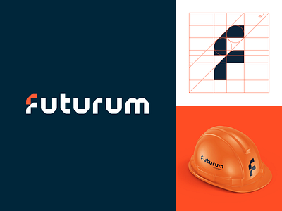 Futurum blue and orange brand branding construction design engineer f icon industrial lettermark logo logotype mark monogram