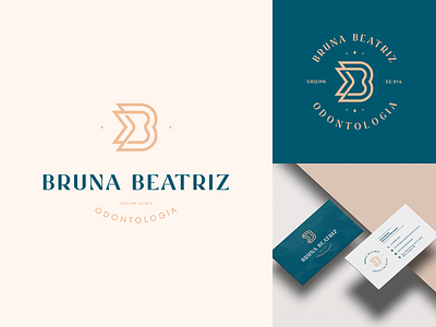 Bruna Beatriz bb brand branding dentist design green and beige health logo logotype mark monogram teeh vintage