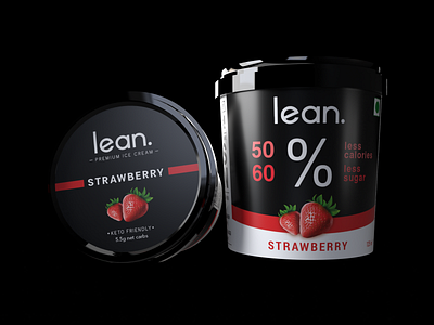 Lean - Strawberry ice cream package design 3d art bold branding clean design graphic design healthy ice cream illustration logo logotype minimal mockup package design premium render strawberry typography visualization