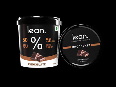 Lean - Chocolate ice cream package design 3d art branding chocolate clean design flat graphic design healthy icecream illustration logo minimal monochrome package design packaging premium render typography visualization