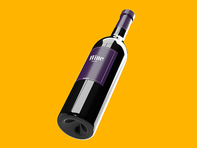 Wine 3d adobe art bottle cinema 4d colourful design dimension experiment glass graphic design label design minimal modern packaging purple render visualisation wine yellow