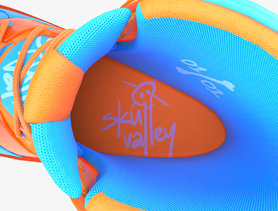 Skull Valley 3d 3d art adobe art arvr cinema4d clean concept design graphic design logo metaverse minimal orange render shoe skull sneaker substance visualization