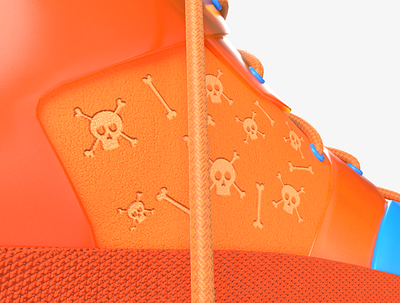 Skull Valley 3d 3d art art blue bone cinema 4d clean concept design graphic design illustration minimal orange product render shoe skull sneaker susbtance visualization