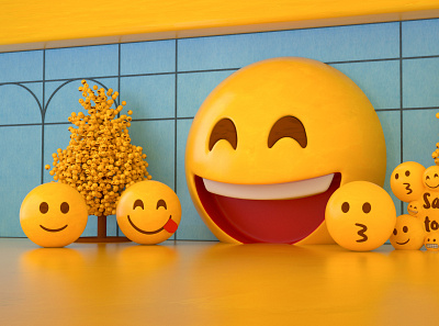The Emoji Project 3d animated art brown cinema 4d clean design emoji emotions event graphic design interior mall minimal motion octane procreate render visualization yellow