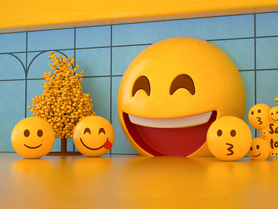 The Emoji Project 3d animated art brown cinema 4d clean design emoji emotions event graphic design interior mall minimal motion octane procreate render visualization yellow