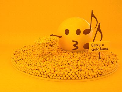 The Emoji Project Main Stage 3d art cart cinema4d clean design emoji emotion emotions graphic design illustration interior mall minimal procreate render spatialdesign visualization yellow