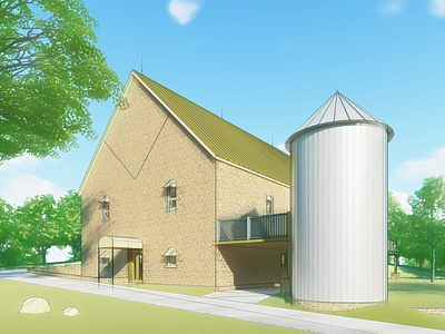 Venue 1883 3d 3d modeling art barn house creative direction design effects illustration lumion model render silo sketch sketchup sky stone visualization watercolor wedding venue wood