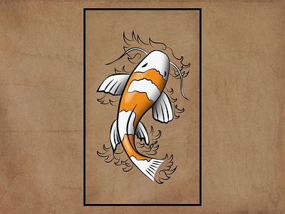 Koi Fish art artist artwork design digital illustration digitalart drawing illustration illustrator japanese koi koi fish koifish linework noise orange photoshop texture wacom waves