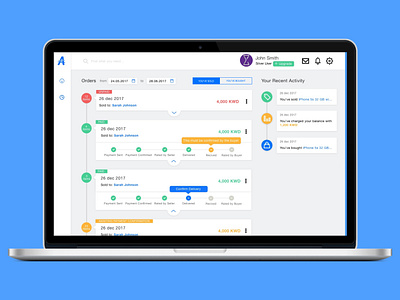 eCommerce Back Office - Seller Activity View activity back office design ecommerce figma figmadesign material design 2 product design seller timeline ui design ux design web application