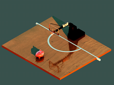 Piggy Ball 3d bank basketball isometric pig