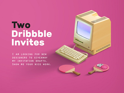 2x Dribbble Invites 2x dribbble giveaway invites macintosh players