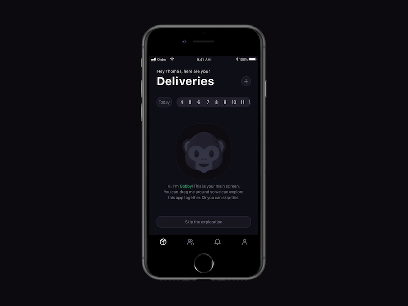Order — Onboarding animation app delivery design interface ios mobile onboarding packages parcel ui ux