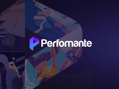 Perfomante logo app branding gradient logo minimal vector web