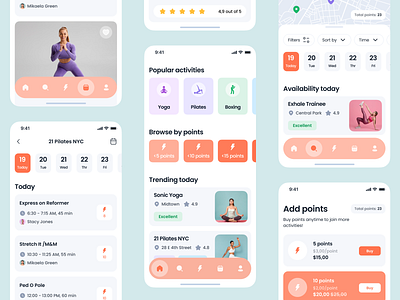 Booking fitness app by Liza Kostoreva for Fireart Studio on Dribbble