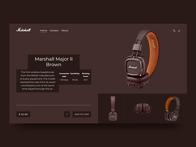 Marshall design headphones interface marshall online shop online store shop shot typography ui uiux ux web web design webpage website