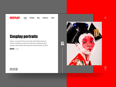 Cosplay portraits cosplay design interface photography portrait art portraits shot ui uiux ux web web design webpage website