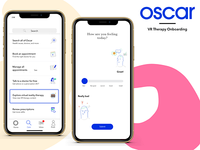 Oscar Health VR Onboarding health app healthcare invision onboarding ui sketch ui ux design virtual reality vr