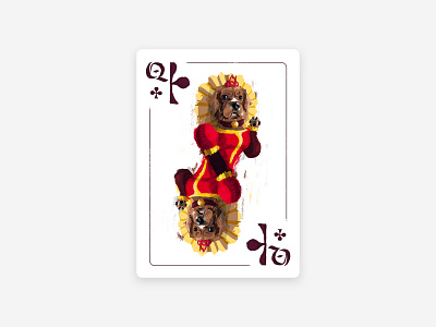 Playing Cards - Queen Lady ace of spades clubs diamonds dog dog illustration hearts illustration illustrations photoshop playful playing cards spades