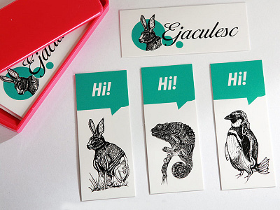 Business Mini Cards animals business cards cards chamaeleon illustration illustrator pinguin rabbit