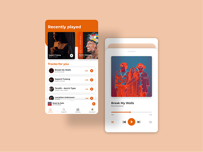 MusicStorm - Music Player App artist design mobile mobile app mobile design music app music player music player app music player ui playlist simple song spotify ui uiux ux
