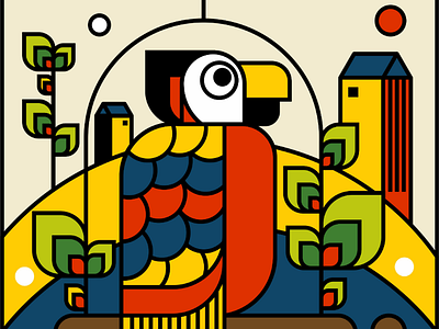 Parrot look out illustration