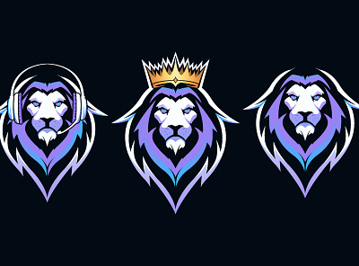 Lion e-sport logo animal branding crown design esport graphic head headphone king lion logo mascot sport vector