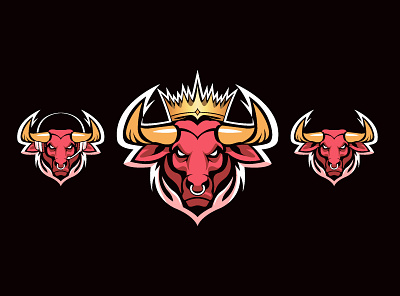 bull e-sport logo animal branding bull crown design esport head headphone illustration logo mascot sport vector