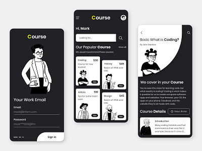 Course concept design minimal mobile app design mobile ui typography ui uidesign ux webdesign website