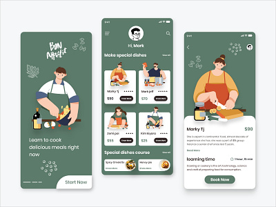 Bon Appetit concept design design illustration minimal mobile app design mobile ui ui uidesign ux vector