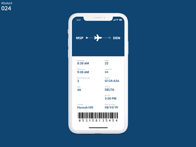 DailyUI 024 - Boarding Pass app boarding pass dailyui design mobile mockup ui uidesign user experience ux uxui