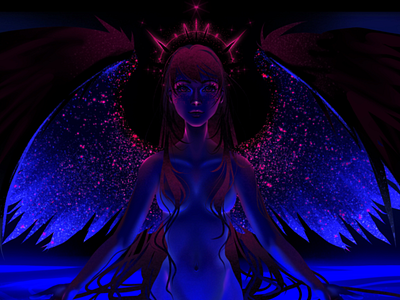 Millions of stars angel character fantasy illustration magic mysterious poster power sexy stars woman