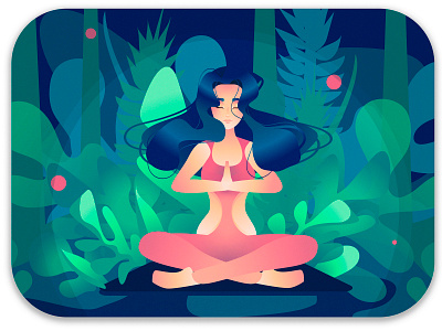 Yoga in the woods. Vector illustration. fitness flat forest harmony illustration magic mysterious vector vegan woman yoga