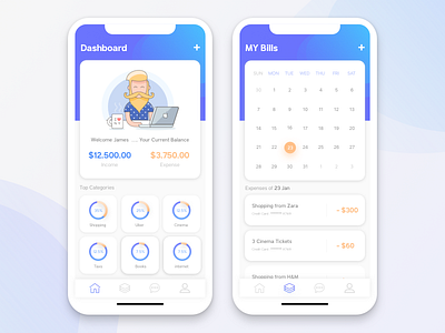 Money Tracker Mobile App UI