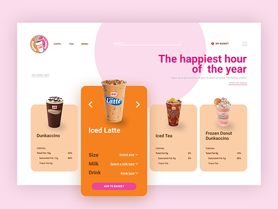 Dunkin Donuts website app application application design application ui coffee coffee cup coffeeshop colors dd design donuts drink menu dunkin dunkin donuts ice tea latte tea tea cup web design webdesign