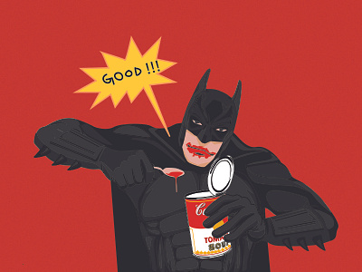 Batman eating soup