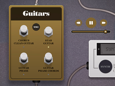 Music Loops UI app buttons guitar loops music pedal photoshop synth ui
