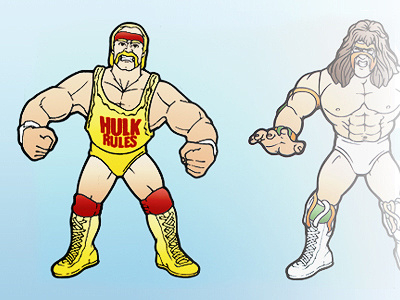 Hasbro WWF figures hulk hogan illustration illustrator toys ultimate warrior wrestling wwf