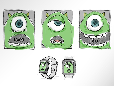 Monsters Inc Scamp apple drawing illustration scamp watch