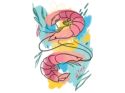 Shrimp design illustration photoshop pink