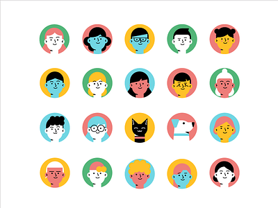 happy colorful faces cartoon character character design design flat icon illustration minimal vector website