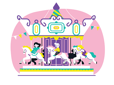 carousel cartoon children design flat illustration minimal vector