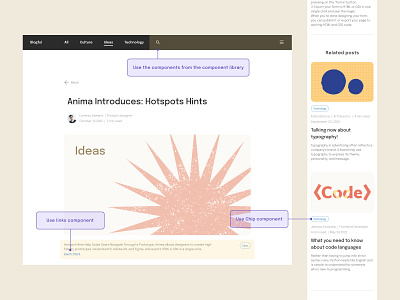 Blog template with Anima components