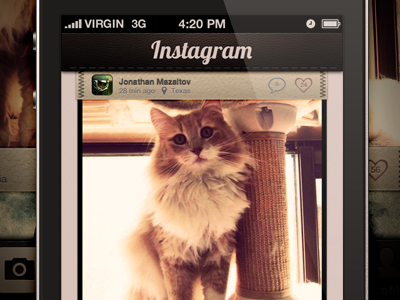Yes... Another Instagram Redesign app brown grey instagram iphone kitty leather linen retina texture