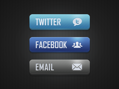 3D Share Buttons blue buttons css email facebook grey share twitter website