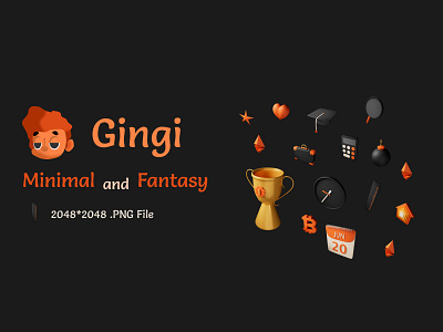 Gingi (3D icon pack) 3d icon pack 3d illustration fantasy icon free icon pack ginger gingi minimal icon