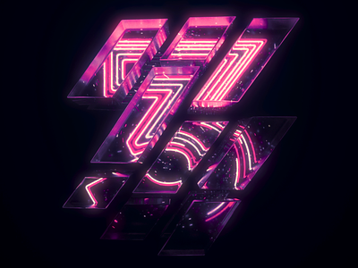 3 Number Loop 3d animation c4d cinema 4d houdini loop motion motion design motion graphics neon numbers type typography