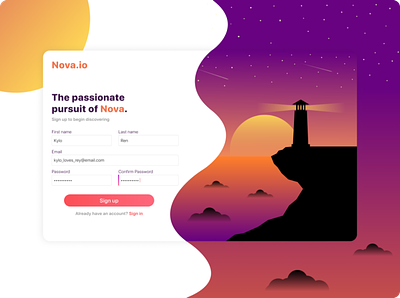 Sign Up Daily UI 001 colorful dailyui design gradient illustration logo sign in sign up space sunset ui ux website